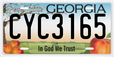 GA license plate CYC3165
