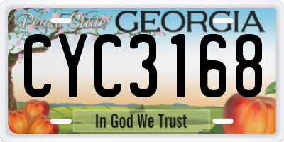 GA license plate CYC3168