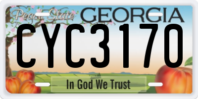 GA license plate CYC3170
