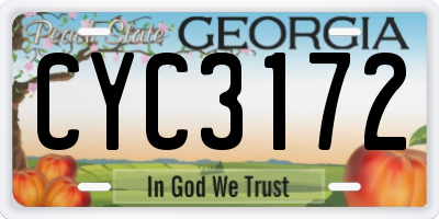 GA license plate CYC3172