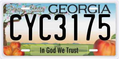 GA license plate CYC3175