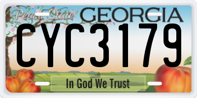 GA license plate CYC3179