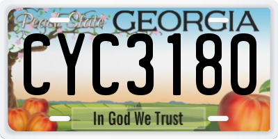 GA license plate CYC3180