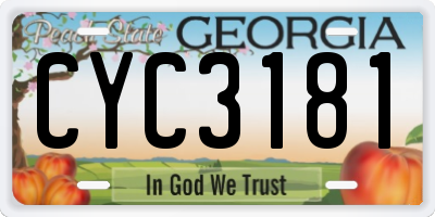 GA license plate CYC3181