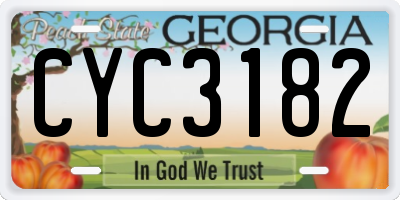 GA license plate CYC3182