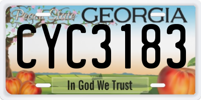 GA license plate CYC3183