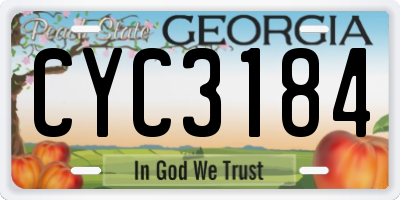 GA license plate CYC3184