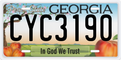 GA license plate CYC3190