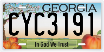 GA license plate CYC3191