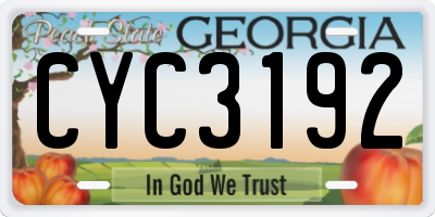 GA license plate CYC3192