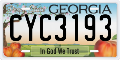 GA license plate CYC3193