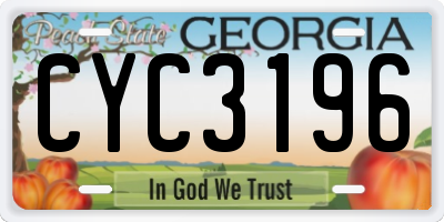 GA license plate CYC3196