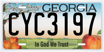 GA license plate CYC3197