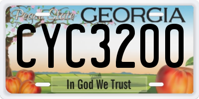 GA license plate CYC3200