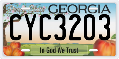 GA license plate CYC3203