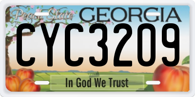 GA license plate CYC3209