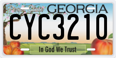 GA license plate CYC3210