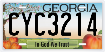 GA license plate CYC3214