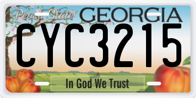 GA license plate CYC3215