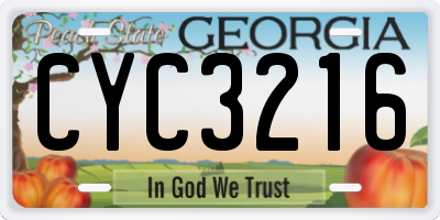 GA license plate CYC3216