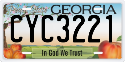 GA license plate CYC3221
