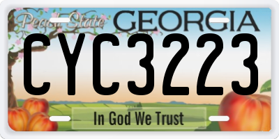 GA license plate CYC3223