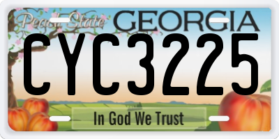 GA license plate CYC3225