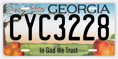 GA license plate CYC3228