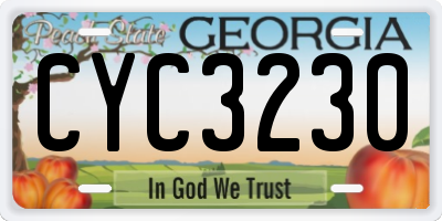 GA license plate CYC3230