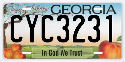 GA license plate CYC3231