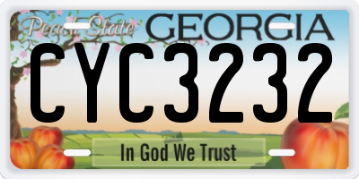 GA license plate CYC3232