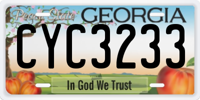 GA license plate CYC3233