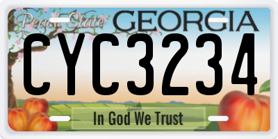 GA license plate CYC3234
