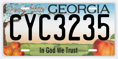 GA license plate CYC3235