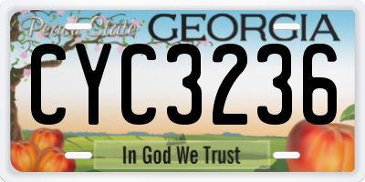 GA license plate CYC3236