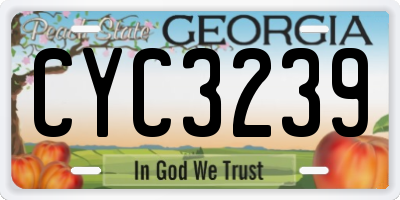 GA license plate CYC3239