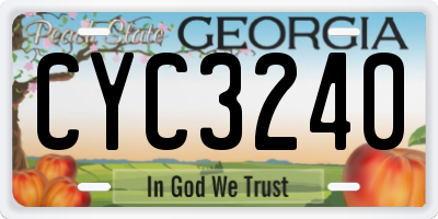 GA license plate CYC3240