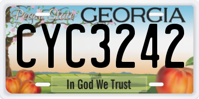 GA license plate CYC3242
