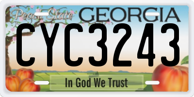 GA license plate CYC3243