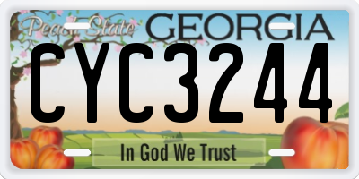 GA license plate CYC3244