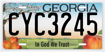GA license plate CYC3245