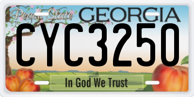 GA license plate CYC3250