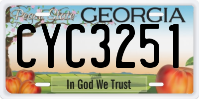 GA license plate CYC3251
