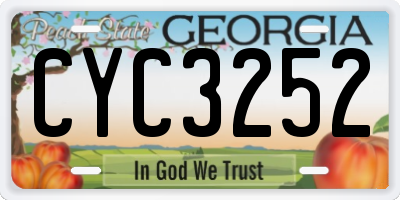GA license plate CYC3252