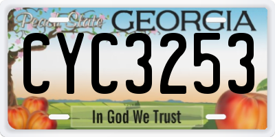 GA license plate CYC3253