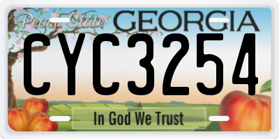 GA license plate CYC3254