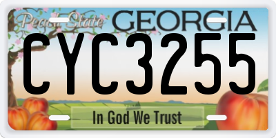 GA license plate CYC3255