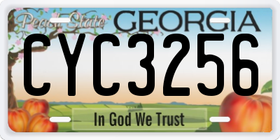 GA license plate CYC3256