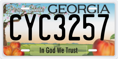GA license plate CYC3257