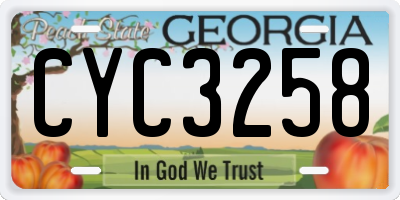 GA license plate CYC3258
